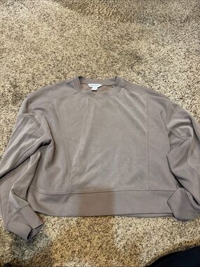 Athleta Cropped Crewneck Sweatshirt in Taupe